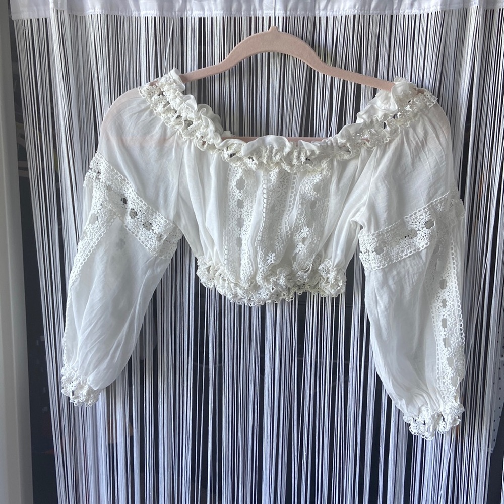 Elan Lace Cropped Blouse